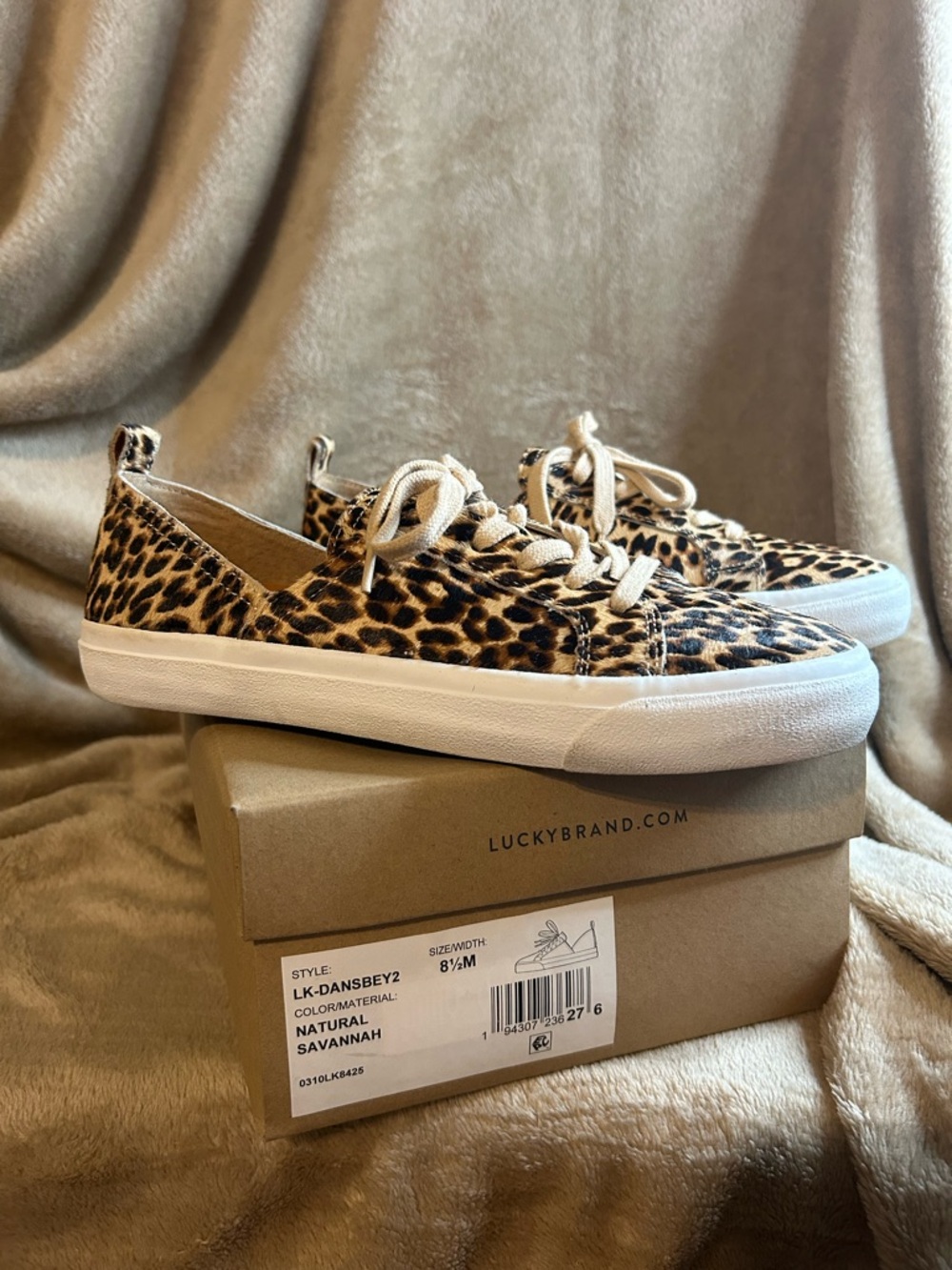 Lucky Brand - Natural Savannah Leopard Print Lace-Up Sneakers